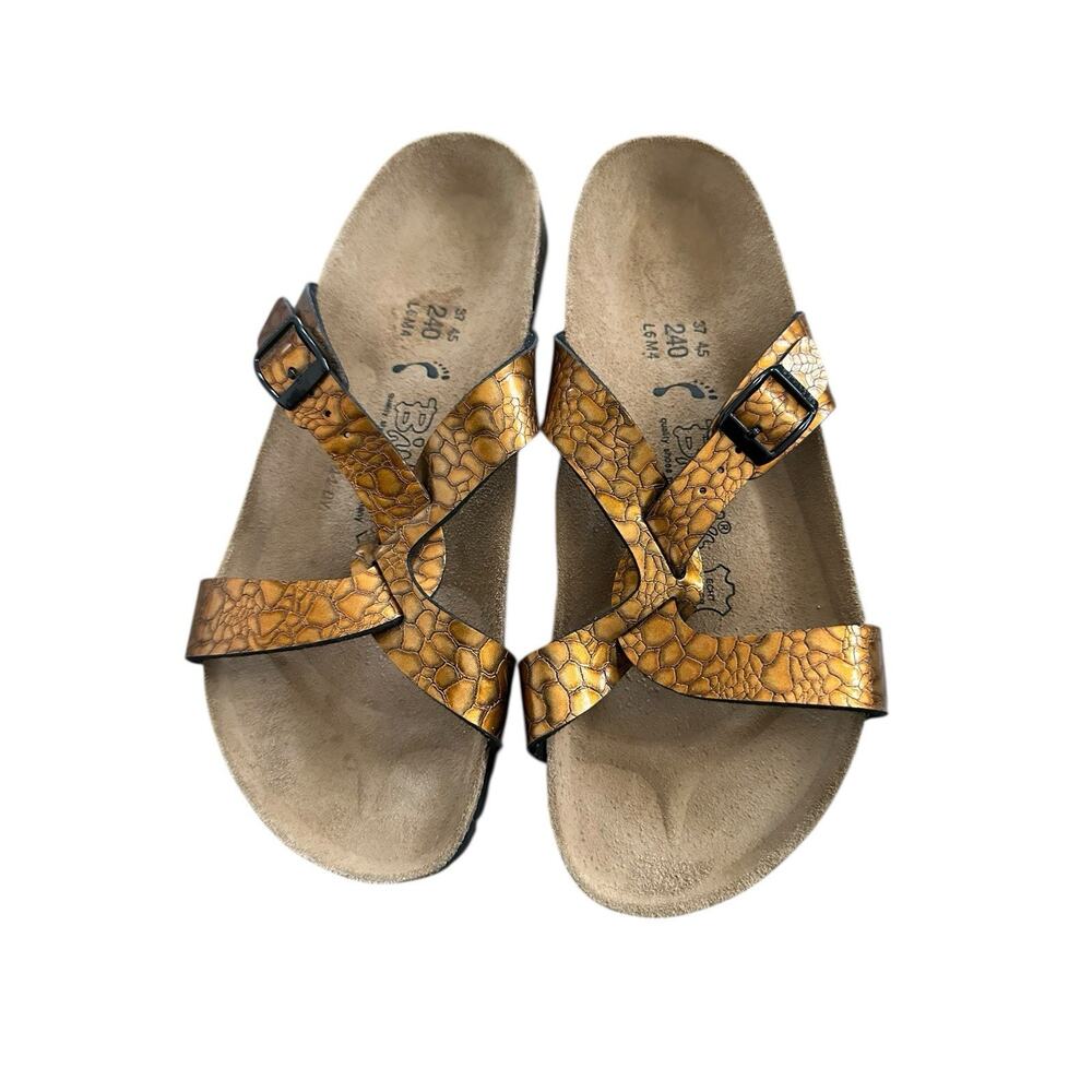 Birkis Faux Leather Metallic Bronze Snake Sandals EU 37 Women 6 / Men 4